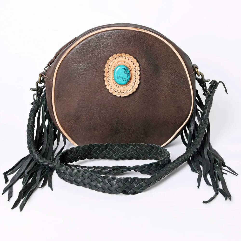 NEW AMERICAN DARLING women's leather round bag in brown